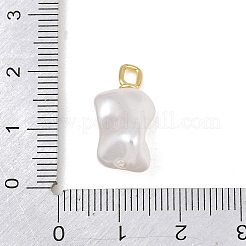 真鍮とABSプラスチックの模造真珠ペンダント  ナゲットチャーム  カドミウムフリー＆鉛フリー  18KGP本金メッキ  22x10.5x12mm  穴：3x2mm&nbsp;PL-CBAFE9C-04