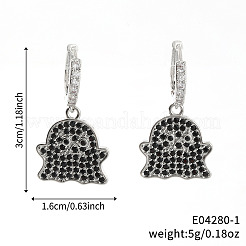 ファッショナブルな真鍮製キュービックジルコニアのゴーストフープピアス  銀  30x16mm&nbsp;PE5743-1