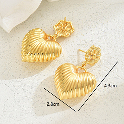 Elegantes pendientes colgantes de corazón de latón&nbsp;GK6845