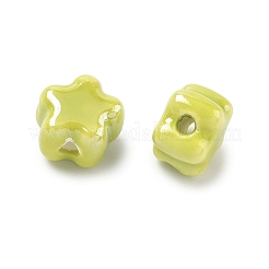 手作りの陶器ビーズ  光沢釉の磁器  花  11x11.5x8mm  穴：2.5mm&nbsp;PORC-C009-04C