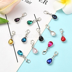 24 шт. подвесные украшения из сплава стекла 12 цветов&nbsp;HJEW-YW00157