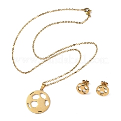 Футбол 201 комплект из ожерелий и серег-гвоздиков из нержавеющей стали для женщин SJEW-Q025-01G