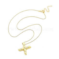 Collares de cadena con colgante de letra de perla de latón y plástico para mujer&nbsp;NJEW-U017-01G-24