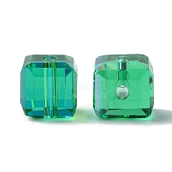 100 pièce de perles de verre galvanisées transparentes&nbsp;GLAA-K064-08A-AB02