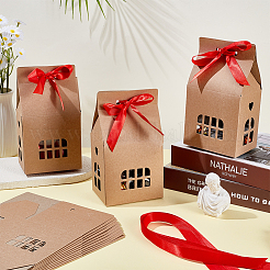 Boîtes à bonbons en papier en forme de maison avec fenêtre&nbsp;CON-WH0095-237A