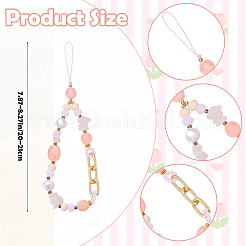 アクリル携帯ストラップ1個  ガラス、プラスチック、アルミチェーン付き  ライトサーモン  200~210mm&nbsp;HJEW-SZ0001-58B