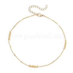 Женские браслеты на ногу с цепочкой из латунных сердечек и круглых бусин AJEW-AN00714