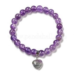 Braccialetti elasticizzati rotondi con perline di ametista naturale da 8.5 mm&nbsp;BJEW-C074-01M