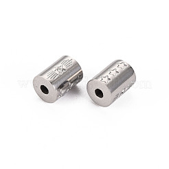 304ステンレススチールビーズ  ラインストーン付き  スターとコラム  ステンレス鋼色  8x6mm  穴：1.8mm&nbsp;STAS-S116-296P