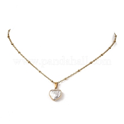 Collana da donna con ciondolo a cuore in perla keshi naturale barocca e catena a satellite in acciaio inossidabile 304.&nbsp;NJEW-JN06238