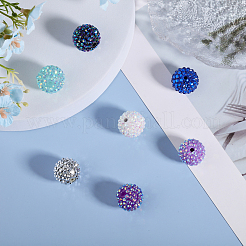 32шт 8 цвета смоляные бусины со стразами RESI-CA0001-61