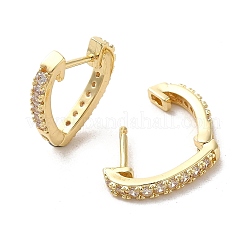 Orecchini a cerchio con micro pavé di zirconi in ottone placcato cremagliera&nbsp;EJEW-A031-16G