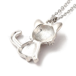 Collier pandant de chat de strass d'alliage avec des chaînes de câble&nbsp;NJEW-K248-01P-02