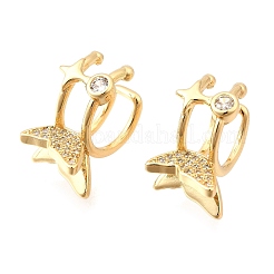 Латунные серьги-манжеты из прозрачного кубического циркония&nbsp;EJEW-F370-24G