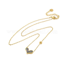 Collar con colgante de corazón de concha de colores naturales pavé de acero inoxidable 304 para mujer&nbsp;NJEW-U032-09G-02