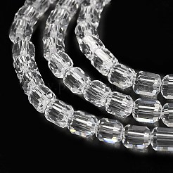 透明ガラスビーズ連売り  ファセットバレル  透明  5~6x4mm  穴：1mm  約78~81個/連  15.94''~18.82''（40.5~47.8センチメートル）&nbsp;GLAA-G112-05F