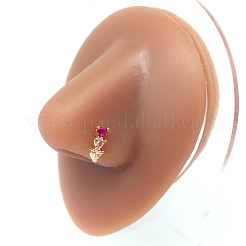 Anelli nasali a forma di L con triplo cuore in ottone e zirconi cubici/orecchini per cartilagine&nbsp;FS-WG6E3C9-02