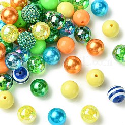 50個12スタイルのラウンドABSプラスチック模造パールビーズとアクリルビーズ  ラウンド  ミックスカラー  18~20mm  穴：2~3mm&nbsp;DIY-CJ0003-28
