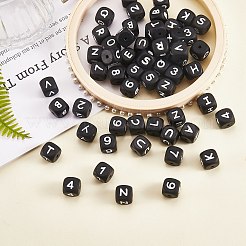 108 шт. белые кубические силиконовые бусины с буквенным номером JX438B