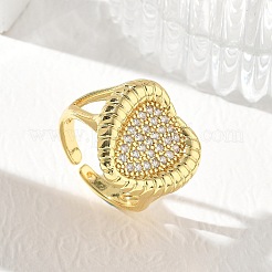 Bagues ouvertes en laiton avec micro pavé de zircones cubiques pour femmes&nbsp;CU-CBA760A-13B-G