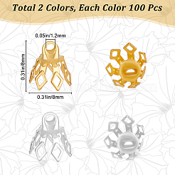 200 шт. 2-х цветные латунные колпачки для бусин KK-BBC0003-49