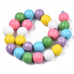 Brins de perles de bois naturel peintes à la bombe d'halloween&nbsp;WOOD-S053-55A