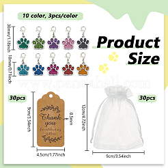 30 ciondolo decorativo con impronte di zampe di cane in lega smaltata a 10 colori&nbsp;HJEW-PH02412