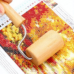 Diamant outil de peinture rouleau en bois bricolage peinture diamant accessoires lisses pour peinture diamant collant étroitement&nbsp;TOOL-WH0046-02