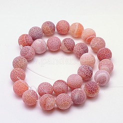 天然石クラック瑪瑙ビーズ連売り  染め  ラウンド  グレードA  インディアンレッド  8mm  穴：1mm  約50個/連  14インチ&nbsp;G-G055-8mm-11