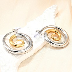 Orecchini a bottone bicolore in acciaio inossidabile 304 per donna&nbsp;EJEW-R023-01GP-08