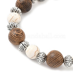 Плоские круглые браслеты с подвесками в виде дерева жизни из сплава&nbsp;BJEW-JB12358-01