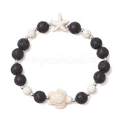 Браслеты из синтетической бирюзы и натуральной лавы для мужчин и женщин BJEW-JB11824-02