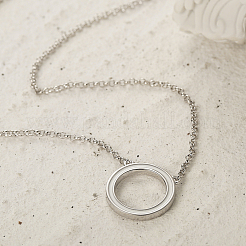 925 кулон в виде геометрического круга из стерлингового серебра с белой эмалью JC3788