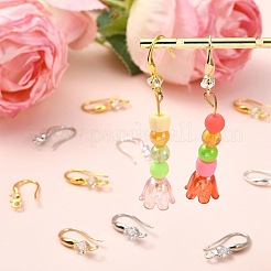 40 шт. 4-цветная латунная фурнитура для сережек-колец с микропаве из прозрачного кубического циркония&nbsp;KK-CJ0003-97