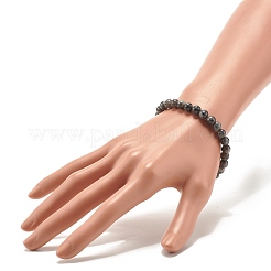 Браслет из натурального ларвикита с круглыми бусинами&nbsp;BJEW-JB07209-03