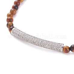 Bracelets extensibles en oeil de tigre naturel unisexe&nbsp;BJEW-JB04847-01