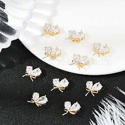 10 шт. латунные подвески с микропаве из прозрачного кубического циркония в форме капли&nbsp;KK-BBC0020-47