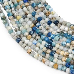 Natürlicher blauer Azurit in Calcitperlensträngen&nbsp;G-P618-3mm-01