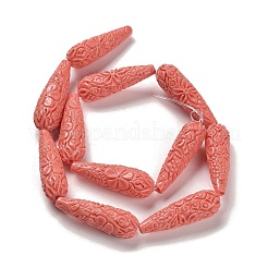 Fili di perline intagliate di corallo sintetico&nbsp;CORA-C003-09A-03