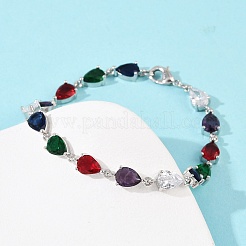 Латунь микро проложить кубического циркония браслеты ссылку BJEW-Z138-01P