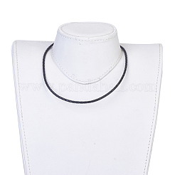 レザー編組コードラップブレスレット/ネックレス  2ループ  304ステンレススチール製マグネット式ネジ留め具付き  コラム  ブラック  16.5インチ〜16.9インチ（42~43cm）  3mm&nbsp;BJEW-JB03918-01