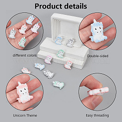 10 шт. 5-х цветные бусины из пищевого экологически чистого силикона в виде единорога SIL-DR0001-01