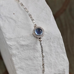 Elegantes Silberarmband mit natürlichem Blautopas und Silberbambus&nbsp;UM2685-1