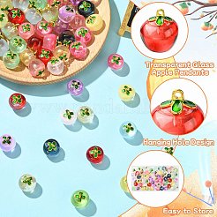 60 шт. 12-х цветные прозрачные стеклянные подвески в форме яблока&nbsp;DGLA-CJ0001-03