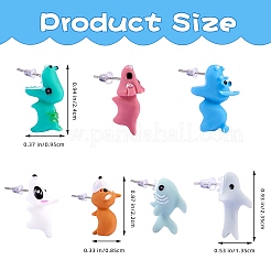 7 пара 7 стильных милых смоляных серег с животными&nbsp;EJEW-SZ0001-59