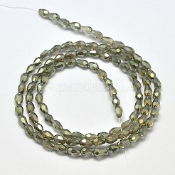 Граненые капли из стеклянных бусин с покрытием радуги&nbsp;EGLA-J132-FR10