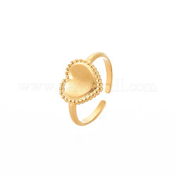 Ионное покрытие(ip) 304 нержавеющая сталь сердце открытое кольцо манжета для женщин&nbsp;RJEW-S405-219G