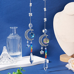 2 atrapasol colgante de vidrio con forma de mariposa y cono&nbsp;HJEW-TADJ0021