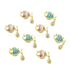 8 pièces 2 couleurs laiton micro pavé pendentifs zircone cubique&nbsp;KK-CJ0004-32