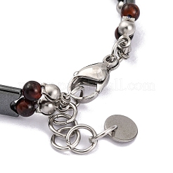 Braccialetti di perline di occhio di tigre rosso naturale tinti e riscaldati&nbsp;BJEW-P339-03P-01